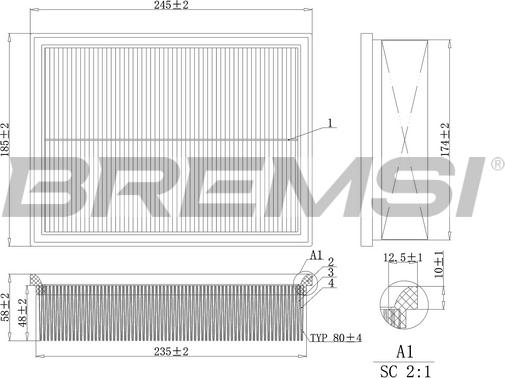 Bremsi FA2125 - Filtro aria autozon.pro