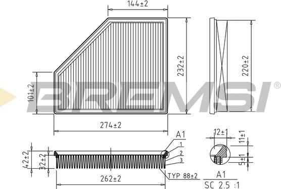 Bremsi FA2395 - Filtro aria autozon.pro