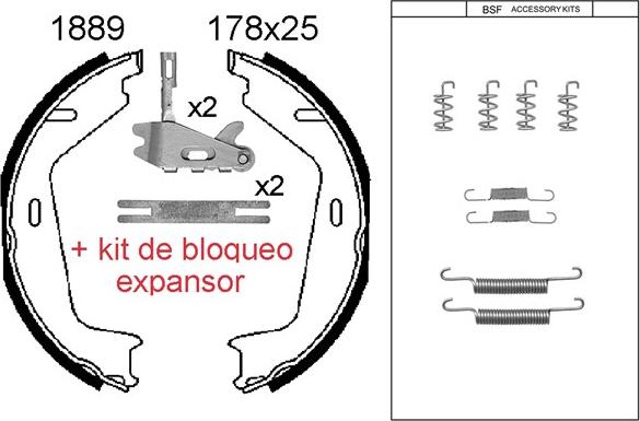 BSF 01889KC - Kit ganasce, Freno stazionamento autozon.pro