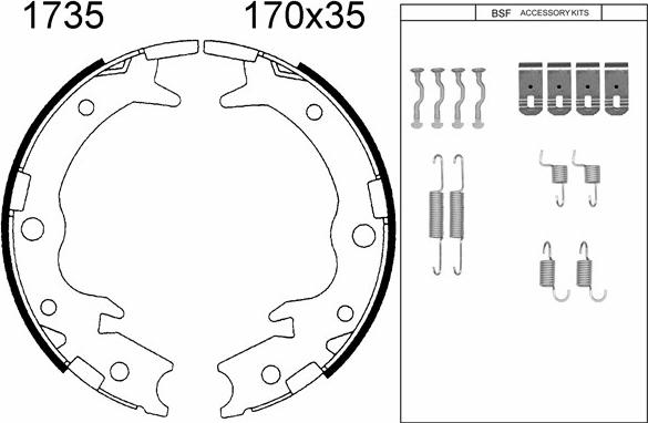 BSF 01735K - Kit ganasce, Freno stazionamento autozon.pro