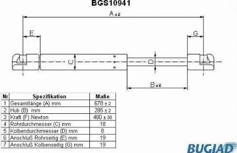 Bugiad BGS10941 - Ammortizatore pneumatico, Cofano bagagli / vano carico autozon.pro