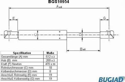 Bugiad BGS10954 - Ammortizatore pneumatico, Cofano bagagli / vano carico autozon.pro