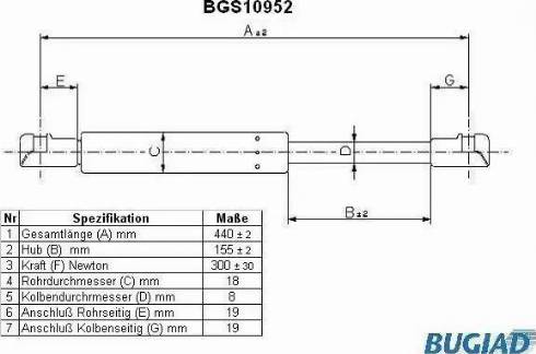 Bugiad BGS10952 - Ammortizzatore pneumatico, Cofano motore autozon.pro