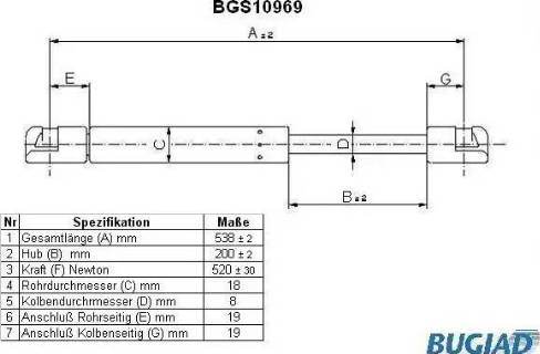 Bugiad BGS10969 - Ammortizatore pneumatico, Cofano bagagli / vano carico autozon.pro