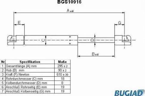 Bugiad BGS10916 - Ammortizatore pneumatico, Cofano bagagli / vano carico autozon.pro