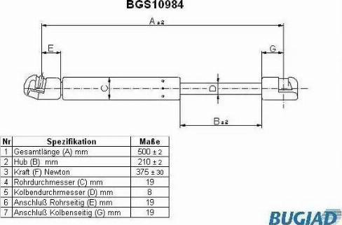 Bugiad BGS10984 - Ammortizatore pneumatico, Cofano bagagli / vano carico autozon.pro