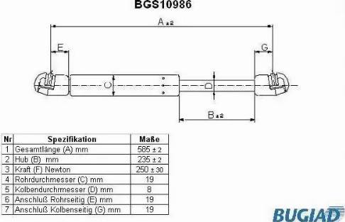 Bugiad BGS10986 - Ammortizzatore pneumatico, Cofano motore autozon.pro