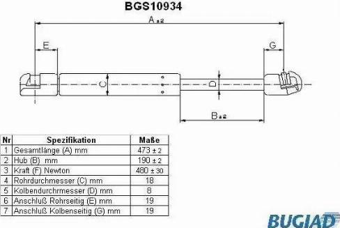 Bugiad BGS10934 - Ammortizatore pneumatico, Cofano bagagli / vano carico autozon.pro