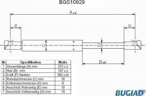 Bugiad BGS10929 - Ammortizzatore pneumatico, Cofano motore autozon.pro