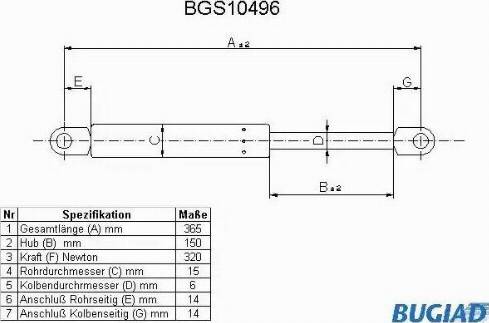 Bugiad BGS10496 - Ammortizzatore pneumatico, Cofano motore autozon.pro