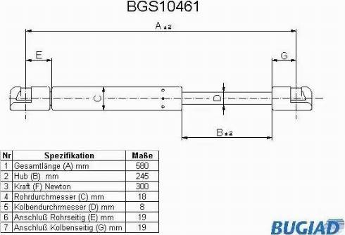 Bugiad BGS10461 - Ammortizatore pneumatico, Cofano bagagli / vano carico autozon.pro