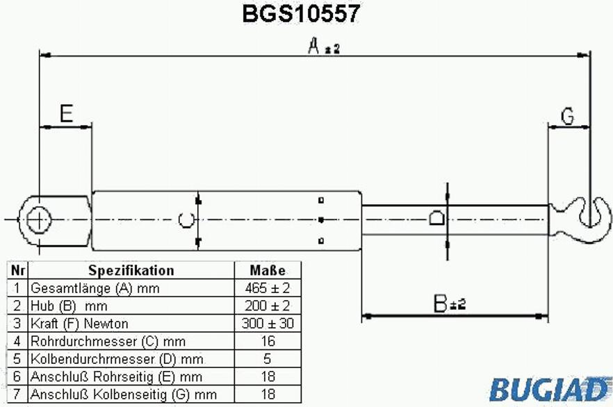 Bugiad BGS10557 - Ammortizatore pneumatico, Cofano bagagli / vano carico autozon.pro