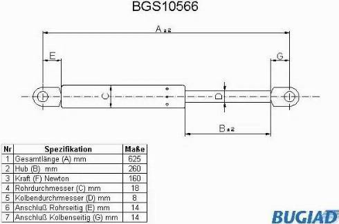 Bugiad BGS10566 - Ammortizzatore pneumatico, Cofano motore autozon.pro