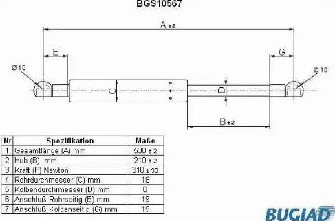 Bugiad BGS10567 - Ammortizatore pneumatico, Cofano bagagli / vano carico autozon.pro