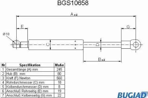 Bugiad BGS10658 - Ammortizzatore pneumatico,Lunotto posteriore autozon.pro