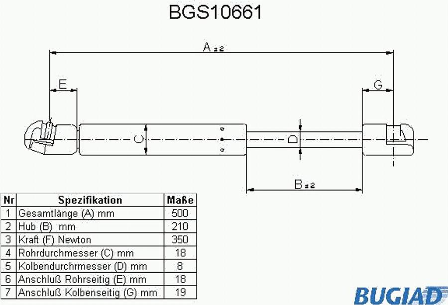 Bugiad BGS10661 - Ammortizzatore pneumatico, Cofano motore autozon.pro