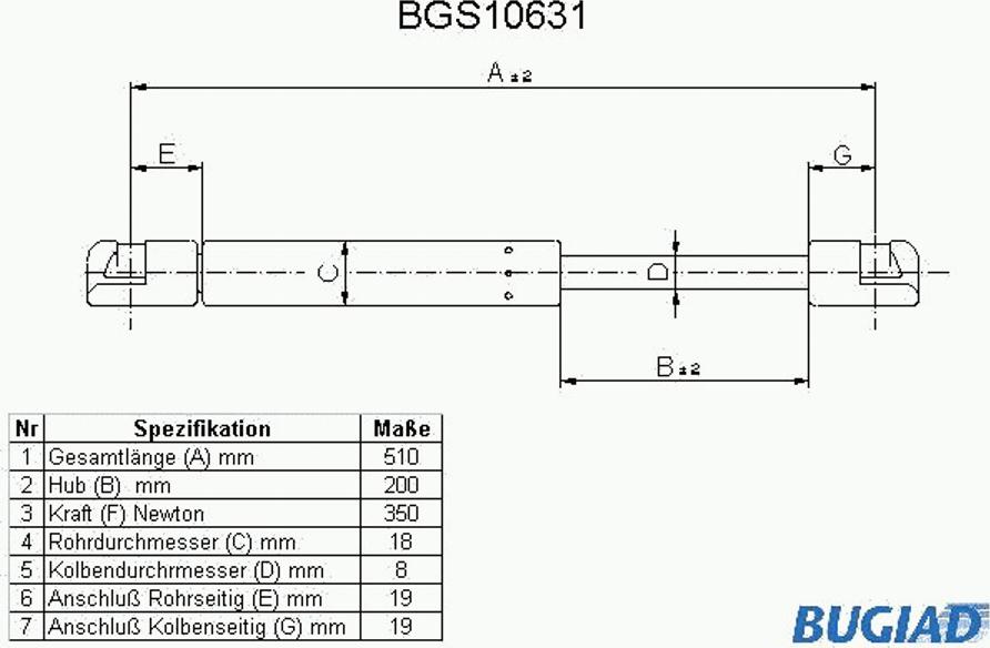 Bugiad BGS10631 - Ammortizzatore pneumatico, Cofano motore autozon.pro