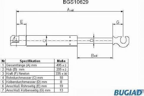 Bugiad BGS10629 - Ammortizatore pneumatico, Cofano bagagli / vano carico autozon.pro