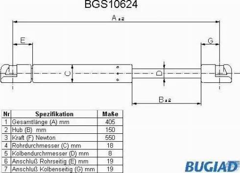 Bugiad BGS10624 - Ammortizatore pneumatico, Cofano bagagli / vano carico autozon.pro