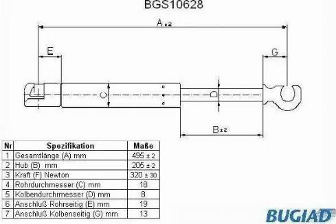 Bugiad BGS10628 - Ammortizzatore pneumatico, Cofano motore autozon.pro