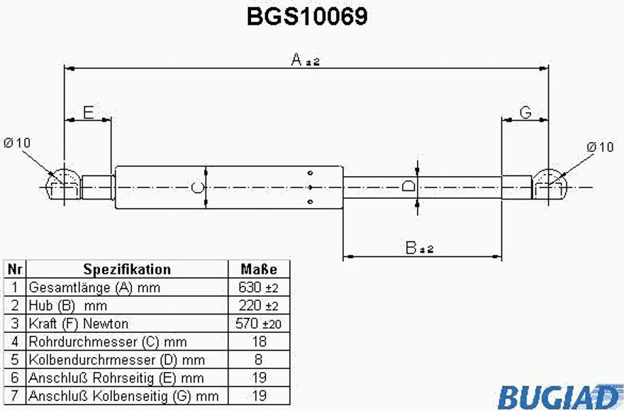 Bugiad BGS10069 - Ammortizatore pneumatico, Cofano bagagli / vano carico autozon.pro