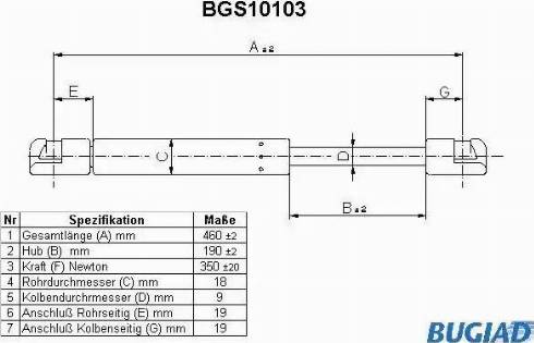 Bugiad BGS10103 - Ammortizatore pneumatico, Cofano bagagli / vano carico autozon.pro