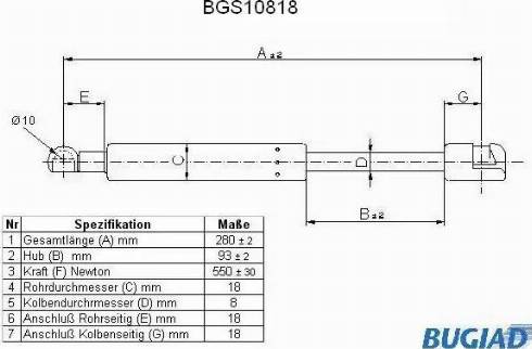 Bugiad BGS10818 - Ammortizatore pneumatico, Cofano bagagli / vano carico autozon.pro