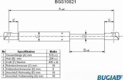 Bugiad BGS10821 - Ammortizatore pneumatico, Cofano bagagli / vano carico autozon.pro