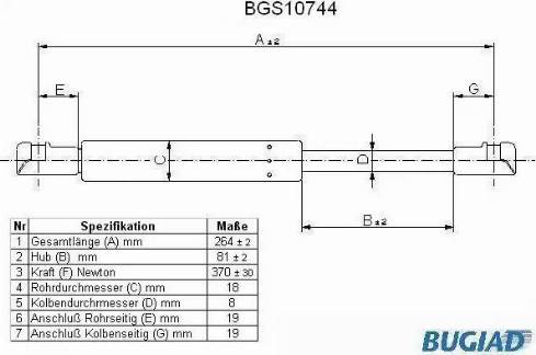 Bugiad BGS10744 - Ammortizatore pneumatico, Cofano bagagli / vano carico autozon.pro