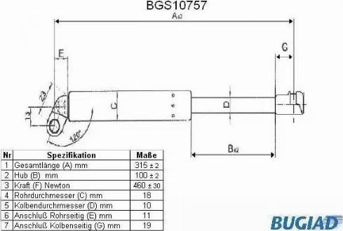 Bugiad BGS10757 - Ammortizatore pneumatico, Cofano bagagli / vano carico autozon.pro