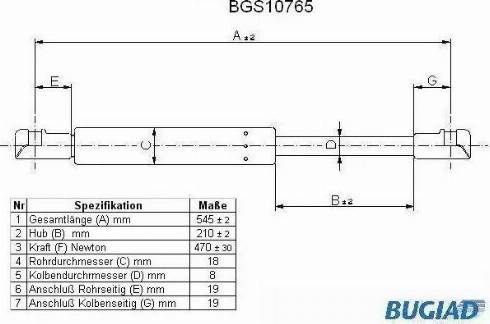 Bugiad BGS10765 - Ammortizatore pneumatico, Cofano bagagli / vano carico autozon.pro