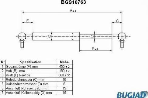 Bugiad BGS10763 - Ammortizatore pneumatico, Cofano bagagli / vano carico autozon.pro