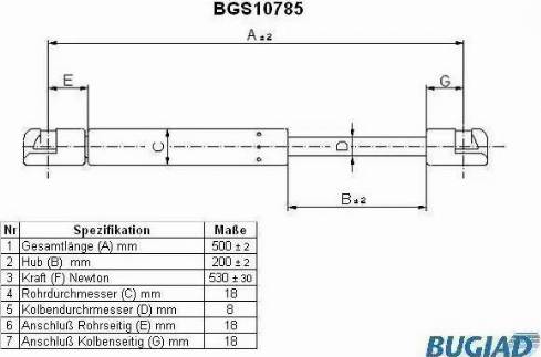 Bugiad BGS10785 - Ammortizatore pneumatico, Cofano bagagli / vano carico autozon.pro