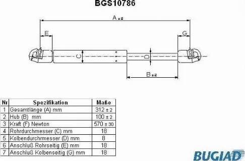 Bugiad BGS10786 - Ammortizatore pneumatico, Cofano bagagli / vano carico autozon.pro