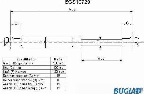 Bugiad BGS10729 - Ammortizatore pneumatico, Cofano bagagli / vano carico autozon.pro