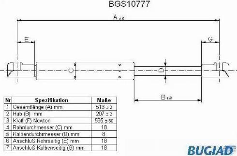 Bugiad BGS10777 - Ammortizatore pneumatico, Cofano bagagli / vano carico autozon.pro