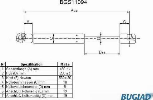 Bugiad BGS11094 - Ammortizatore pneumatico, Cofano bagagli / vano carico autozon.pro