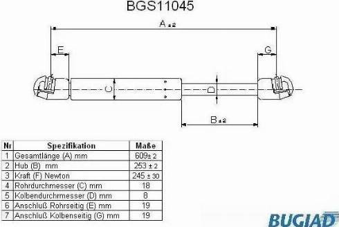 Bugiad BGS11045 - Ammortizatore pneumatico, Cofano bagagli / vano carico autozon.pro