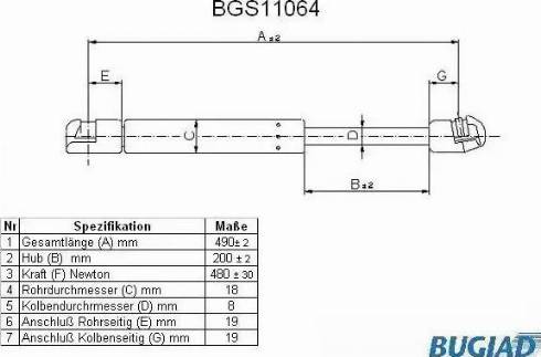 Bugiad BGS11064 - Ammortizatore pneumatico, Cofano bagagli / vano carico autozon.pro