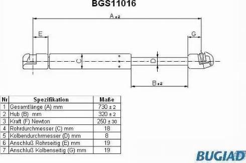 Bugiad BGS11016 - Ammortizzatore pneumatico, Cofano motore autozon.pro