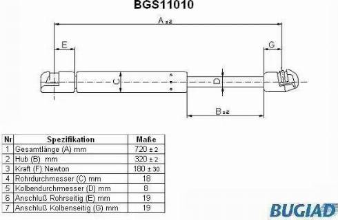 Bugiad BGS11010 - Ammortizzatore pneumatico, Cofano motore autozon.pro