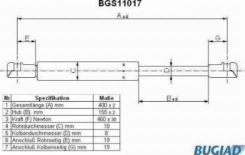 Bugiad BGS11017 - Ammortizzatore pneumatico, Cofano motore autozon.pro