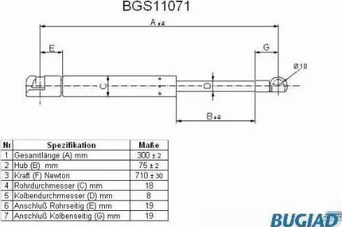 Bugiad BGS11071 - Ammortizatore pneumatico, Cofano bagagli / vano carico autozon.pro