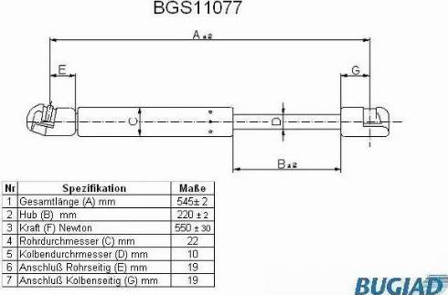 Bugiad BGS11077 - Ammortizatore pneumatico, Cofano bagagli / vano carico autozon.pro