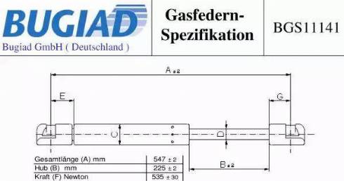 Bugiad BGS11141 - Ammortizatore pneumatico, Cofano bagagli / vano carico autozon.pro