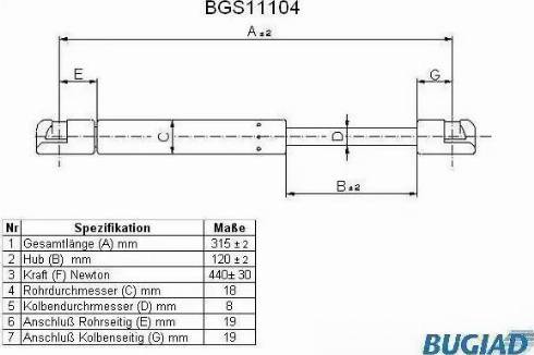 Bugiad BGS11104 - Ammortizzatore pneumatico, Cofano motore autozon.pro