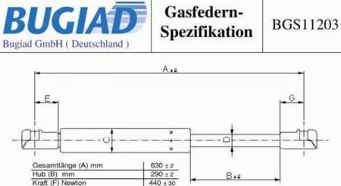 Bugiad BGS11203 - Ammortizatore pneumatico, Cofano bagagli / vano carico autozon.pro