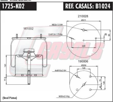 Casals B1024 - Soffietto, Sospensione pneumatica autozon.pro