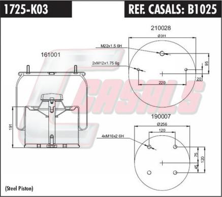 Casals B1025 - Soffietto, Sospensione pneumatica autozon.pro