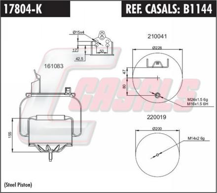 Casals B1144 - Soffietto, Sospensione pneumatica autozon.pro